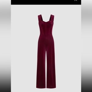 Chic me red velvet jump suit